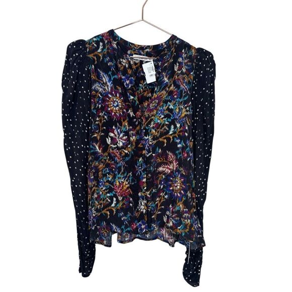 NEW Maria Cher Jujuy Cora Silk Blouse Black Dahlia Size XS - Picture 5 of 11